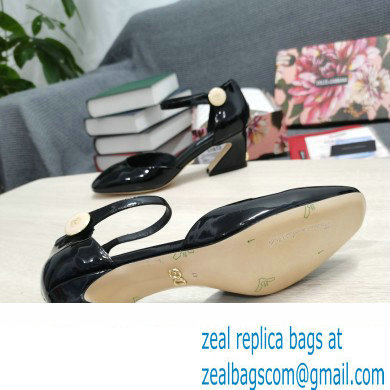 Dolce  &  Gabbana Heel 6.5cm/10.5cm Patent leather Mary Janes Black with Geometric Heel 2022